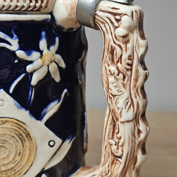 Vintage Golden Crown E&R Western Germany Beer Stein, lidded Beer Stein 9inch - Picture 6 of 13